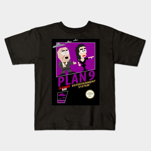 Plan 9 Retro 8 Bit Kids T-Shirt by WithoutYourHead